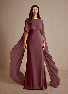 Azazie Milfred vestidos de madre de la novia Vestido de Sangrado de Satén Elástico de Recto con Cuello de barco image1