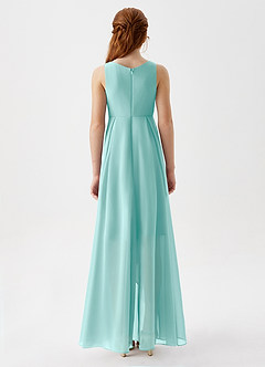 Azazie Lizette Junior Aqua A-Line Pleated Chiffon Dress image6