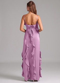 Azazie Malia Bridesmaid Dresses Wisteria A-Line Side Slit Stretch Satin Dress image6