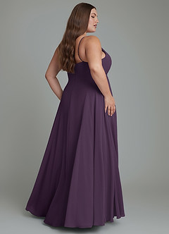 Azazie Amani Robes de demoiselle d'honneur Robe Trapèze en Mousseline de soie Plissé Prune image8