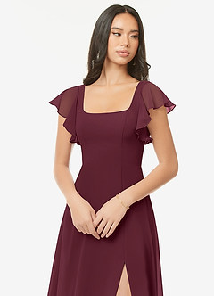 Azazie Bondi Bridesmaid Dresses Cabernet A-Line Ruffled Chiffon Dress image6