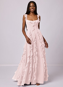 Barbie ♥ Azazie Bridesmaid Dresses Blushing Pink A-Line with Pockets Chiffon Dress image4