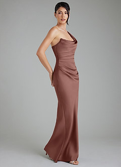 Azazie Sabrina Bridesmaid Dresses Espresso Mermaid Corset Stretch Satin Dress image8