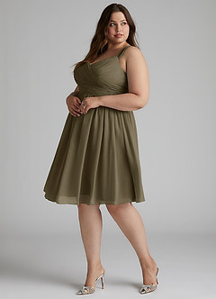 Azazie Angie Bridesmaid Dresses Willow Green A-Line Corset Chiffon Dress image13