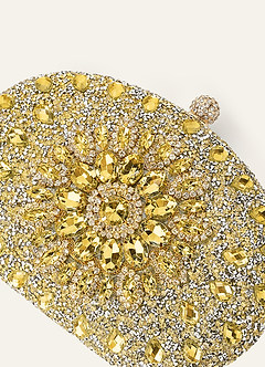 front Pochette Crystal Sunburst avec bandoulière chaîne amovible