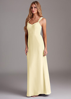 Azazie Denice Abiti da Damigella Abito Tubino in Chiffon a Pieghe Sorbetto Al Limone image4