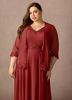 Azazie Devana Mother of the Bride Dresses Rust A-Line Sequins Chiffon Dress image14