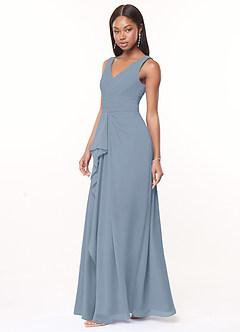Azazie Julianna Bridesmaid Dresses Dusty Blue A-Line Chiffon Dress image3