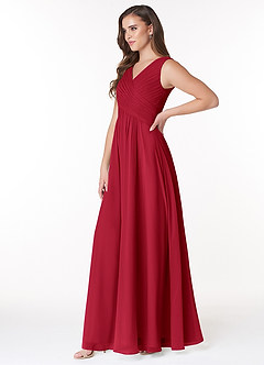 Azazie Flora Bridesmaid Dresses Scarlet A-Line Pleated Chiffon Dress image3