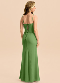 Azazie Sorrel Junior Meerjungfrau-Linie Plissee Chiffon Kleid Basilikum image2