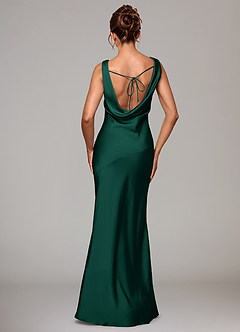 Azazie Rylina Bridesmaid Dresses Emerald Mermaid Stretch Satin Dress image5