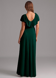 Azazie Lainey Bridesmaid Dresses Emerald A-Line Ruched Velvet Dress image3