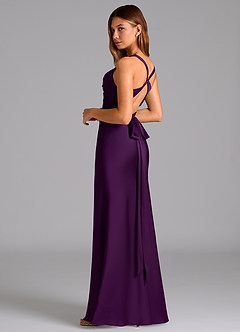 Azazie Hati Brautjungfernkleider Meerjungfrau-Linie Stretch-Satin Kleid Traube image6