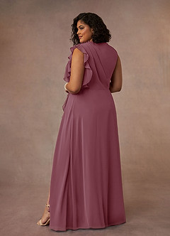 Azazie Narine vestidos de madre de la novia Vestido de Malva Vintage de Gasa de Corte En A con Cuello alto plisado image18