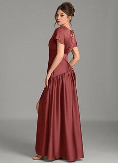 Azazie Alysse Robes de demoiselle d'honneur Robe Trapèze en Satin extensible Terracotta image5