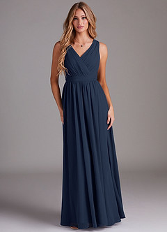 Azazie Kingsley Bridesmaid Dresses Dark Navy A-Line Lace Chiffon Dress image1