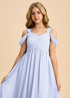 Azazie Lianne Junior Lavender A-Line Off the Shoulder Chiffon Dress image4