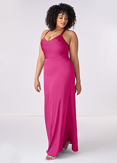 Barbie ♥ Azazie Bridesmaid Dresses Barbie Pink Mermaid Pleated Stretch Satin Dress image9