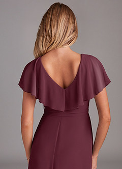 Azazie Lainey Jurken voor bruidsmeisjes Jurk van Chiffon met A-Lijn met Zakken Cabernet image2