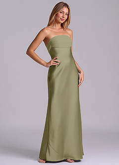 Azazie Ailanie Bridesmaid Dresses Pistachio Sheath Strapless Stretch Satin Dress image5