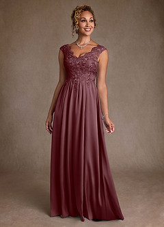 Azazie Amethyst Mère de la mariée Robes Robe Trapèze en Dentelle Sangria image1