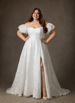 Azazie Gladiola Vestidos de noiva Vestido Diamante Branco de Jacquard Floral Burnout de Vestido de baile com Decote em coração image20