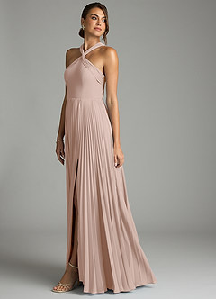 Azazie Afra Bridesmaid Dresses English Rose A-Line Pleated Chiffon Dress image4