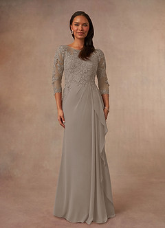 Azazie Calanthe Abiti per la Madre della Sposa Abito A-Line in Chiffon con Scollo a U Taupe image1