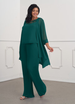 Azazie Maura vestidos de madre de la novia Vestido de Pavo Real de Gasa de Mono/Traje de pantalón con Lentejuela image8