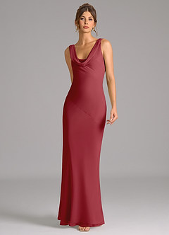 Azazie Rylina Bridesmaid Dresses Pomegranate Mermaid Pleated Chiffon Dress image3