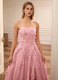 Adelaide Pink Floral A-line Rhinestone Embroidery Sweetheart Neckline Prom Dress image6