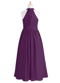 Azazie Iman Junior Grape A-Line Pleated Chiffon Dress image7