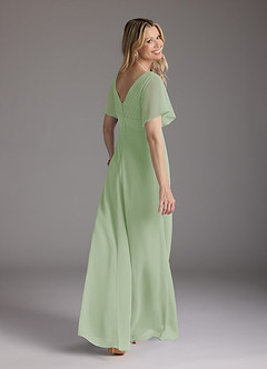 Azazie Alessa Mother of the Bride Dresses Dusty Sage A-Line V-Neck Pleated Chiffon Dress image10