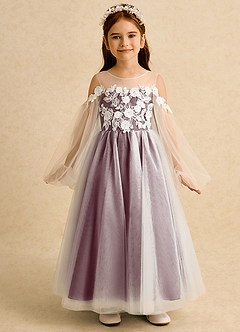 Azazie Zimi Flower Girl Dresses Cabernet Ball-Gown Sweetheart Neckline Tulle Dress image5
