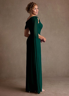 Azazie Bassi Mère de la mariée Robes Robe Sirène en Maille Épaule décolletée Vert Pin image4