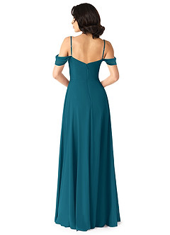 Azazie Tancie Brautjungfernkleider Wandelbar A-Linie Schulterfrei Chiffon Kleid Tintenblau image2