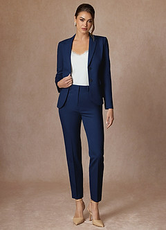 front Whitney Blue Structured Stretch Blazer