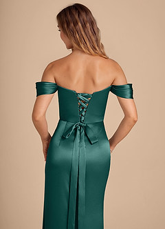 Azazie Shea Vestidos de damas de honor Vestido de Pino de Satén Metálico de Corte Sirena Convertible con Vestidos sin tirantes image2