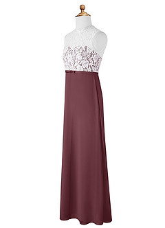 Azazie Rana Junior A-Linie Spitze Chiffon Kleid Sangria image9