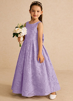Azazie Pipssy Flower Girl Dresses Lilac A-Line Pleated Floral Burnout Dress image2