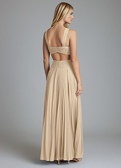 Azazie Hosanna Abiti da Damigella Abito A-Line in Chiffon Plissettato Champagne image3
