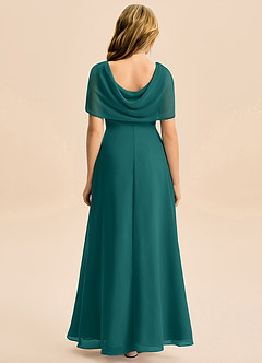 Azazie Emma Junior Robe Trapèze en Mousseline de soie Plissée Paon image2