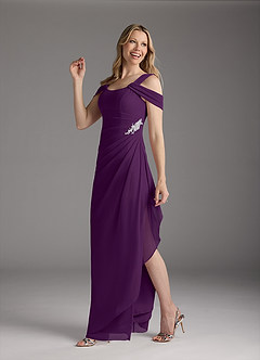 Azazie Weitzman Mother of the Bride Dresses Grape Sheath Sequins Mesh Dress image1