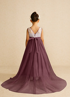 Azazie Tay Flower Girl Dresses Sangria A-Line Sequins Tulle Dress image2
