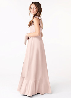 Azazie Barbara Junior Blushing Pink A-Line Bow Stretch Satin Dress image2