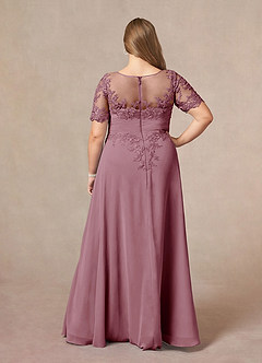 Azazie Raissa Mother of the Bride Dresses Vintage Mauve A-Line Lace Chiffon Dress image10
