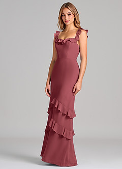 Azazie Marilynn 신부 들러리 드레스 인어 오프 더 숄더 쉬폰 바닥 길이 드레스 image7