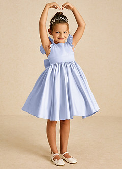Azazie Tootsie Flower Girl Dresses Lavender A-Line Bow Matte Satin Dress image1