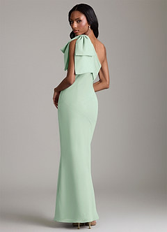 Azazie Yuanna Bridesmaid Dresses Agave Mermaid One Shoulder Chiffon Dress image2