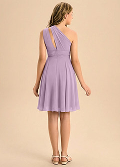 Azazie Charlize Junior Linia A Pofałdowany Szyfon Mini Młodsza druhna Sukienka image2